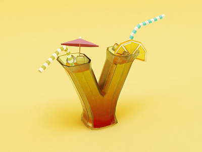 Cocktail V 3d c4d cocktail drink glass holiday letter summer tequila vray