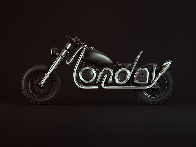 Monday Mo. Co 3D Type Bike 3d 3d illustration 3d type 3d typography illustration motorbike render type typography