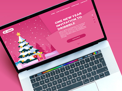 One New Year invitation to Dribbble 1 invite draft giveaway illustraion invitation invite invites new year webdesign