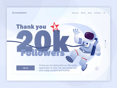 We have 20K followers! astronaut design idea interface landingpage ui ui design ux ux design web web design webdesign