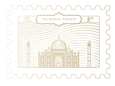 Postage Stamp illustration india mahal palace post postage stamp taj