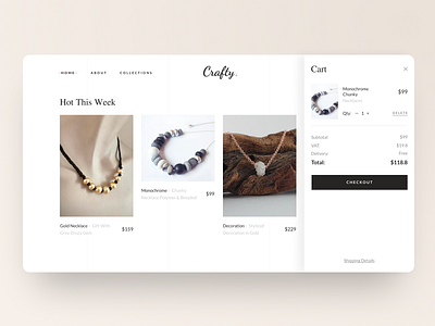 Shopping Cart UI & Journal Section