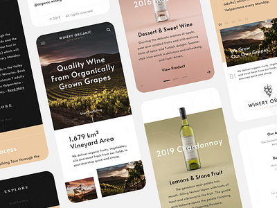 Winery Mobile Website app ecommerce grapes grid interface landing landing page layout mobile responsive typography ui user interface ux vineyard web design website wine winery
