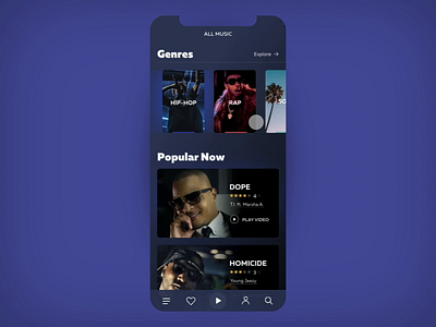 Music Video App Prototype ae aep app figma flinto interaction interactive interface layout mobile music music video play prototype rating scroll scrolling ui ux video