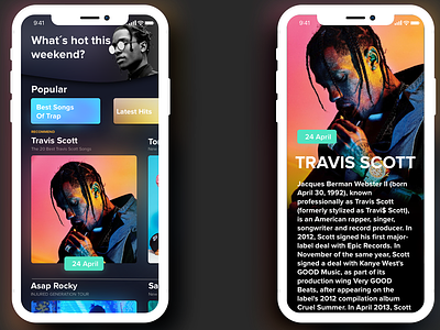 iPhone X Music News APP app apple black branding colours concept app cool colors design events inspiration ios iphone mockup music music app noticed prototype ui ui ux