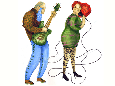 JAZZ SKETCH bass concert design drawing guitar illustration illustrator music pattern player singer sketch
