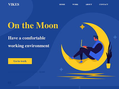 On the Moon design illisration moon ui web