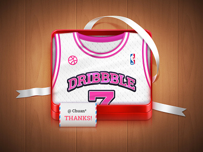 Hello Dribbble！ basketball box dribbble icon jersey ribbon uniform wood