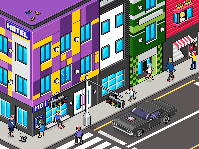Pixel Street illustration isometric matata pixel ui