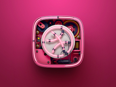 Neonbox c4d dribbble gear icon neon pink ui