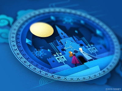 Frozen 2 disney illustration paper cut ui