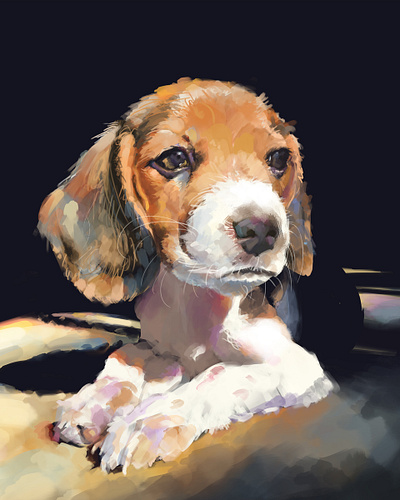 Bogey digital painting dog illustration painting pet portrait