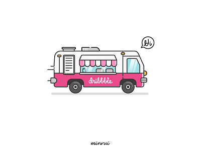 Hello Dribbble bus car design dribbble graphic hello illustration invite pink thanks