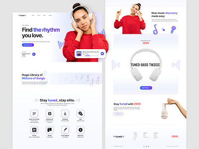 Tuned | Landing Page clean creative design flat home page landing landing page landingpage modern music simple streaming ui ui design ui ux ux ux design web web design website