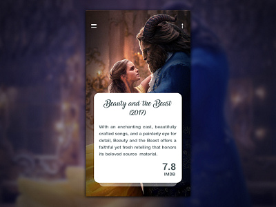 Minimal Movie Review beauty and the beast cards design material design movie photoshop review ui uidesign user interface ux