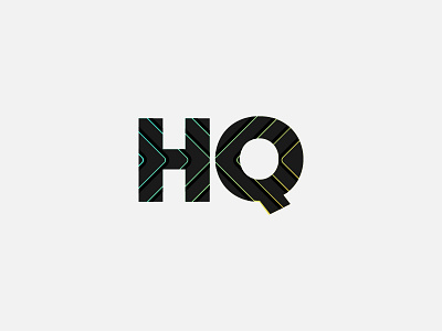 HQ + arrow app arrow colorful data science depth glow gradient hq logo logotype mark technology