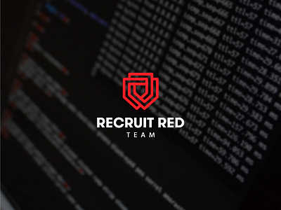 Recruit Red Team brand identity cyber flow lines logo logomark red shield simple solid team visual identity