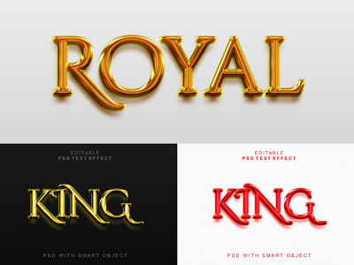 Royal & king gold color 3d text effect 3d font styles