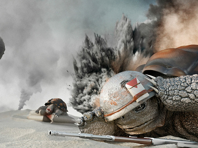 Turtle War 3d c4d cinema 4d illustration maxon nicolas delille turtle turtle war vray war