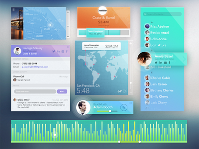 Sales tool widgetry UI Kit bar call ui chart contacts kit logistics map sales ui widget