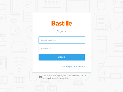 Bastille sign in page bastille desktop devices flat iot login network security sign in ui