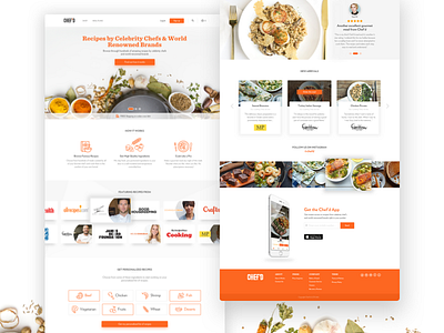 Chef'd Website cards chefd cooking cuisine desktop food marketing meals orange photography recipes website
