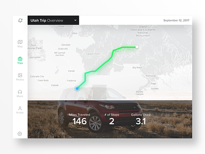 Car Dashboard UI Concept car dashboard directions map minimal range rover route ui