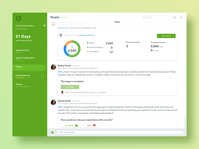 UltiPro Launch - "Capsule" Concept chat data desktop feedback gradient green launch sketch slack ui ultipro web