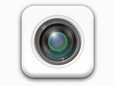White camera lens icon