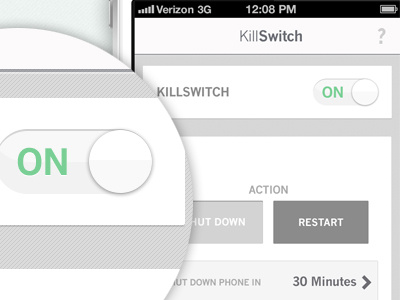 Killswitch App concept app concept ios iphone killswitch ui design white