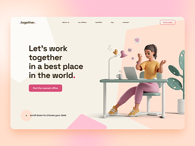 Coworking company website illustration ui web website