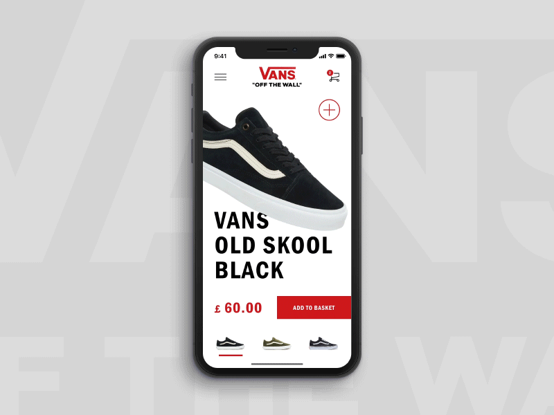 Vans Shop Mobile Prototype animation ecommerce gif invision studio microinteractions mobile ui ui animation vans