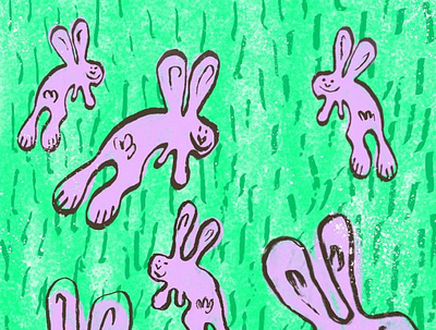 Hop To It 2d childrens colourful design illustration rabbit