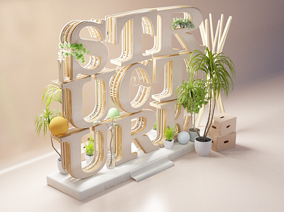 Structure 3d art cycles render design illustration nature render typography