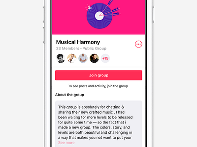 Public Group Page android app design groups ios join group ui user experience user interface ux