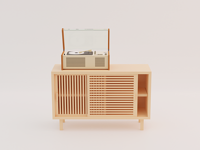 Cabinet and Record Player 3d blender design furniture illustration interior wood