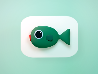 Fish 3d blender fish icon illustraion logo