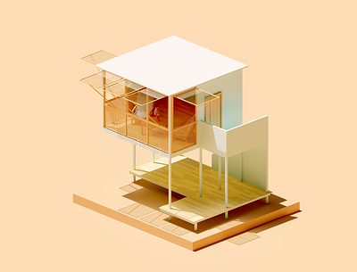 Tropical Cabin 3d architecture blender cottage design diorama game design house illustration lowpoly
