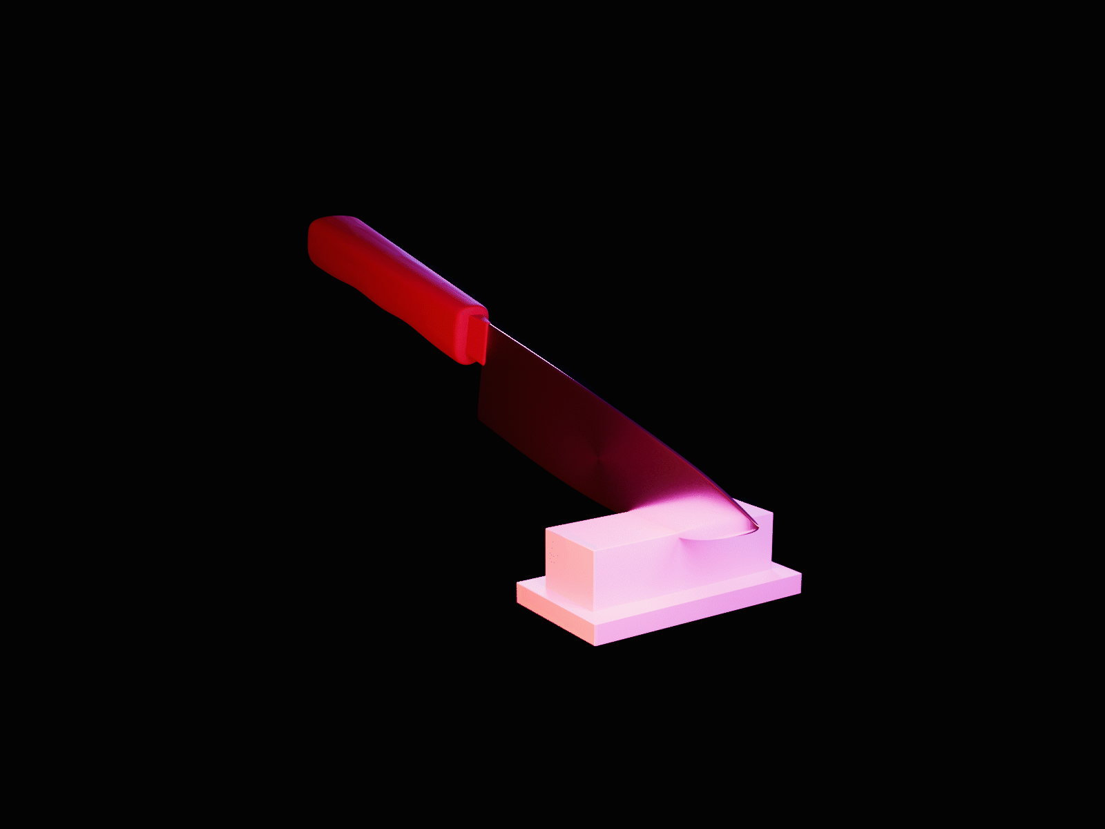 Hot Knife 3d animation blender c4d illustration light lowpoly pink simulation smoke