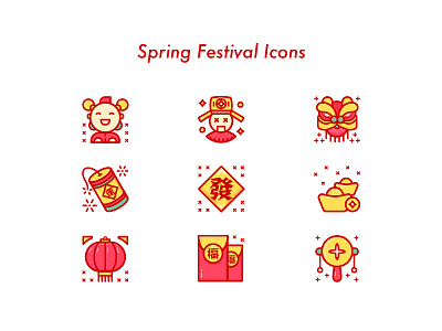 Spring Festival Icons festival icons new spring year