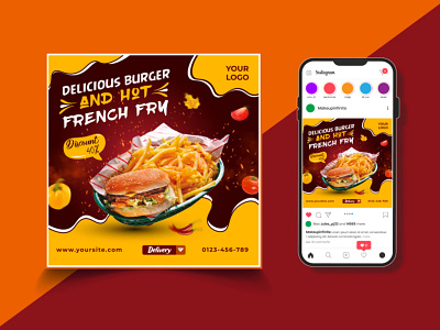 Fast Food social media Instagram post design template