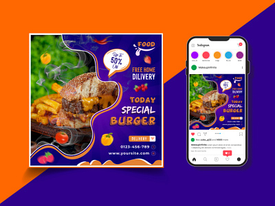 Fast Food social media Instagram post design template