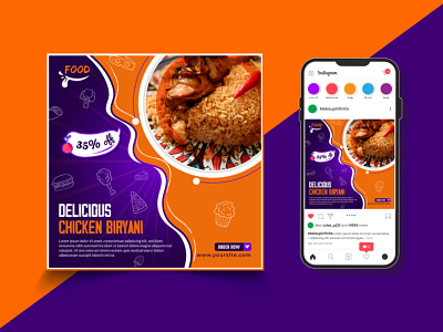 Fast Food social media Instagram post design square banner