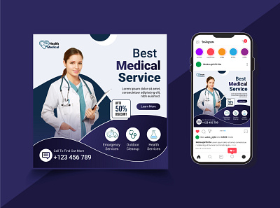 Medical Healthcare social media Instagram post design medicine