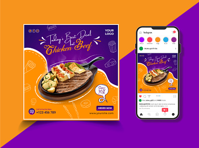 Fast Food social media Instagram post design design fast food instragram post poster roast social media web banner