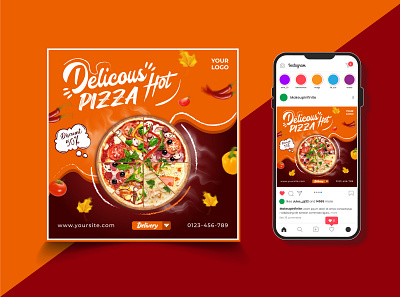 Fast Food Fizza social media Instagram post design banner facebook post fast food fizza food graphic design instragram instragram post post post design social medi adesignb social media