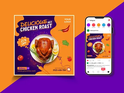 Fast Food Chicken social media Instagram post design banner corporate design facebook fast food fb post illustration instragram post posters social medi social media