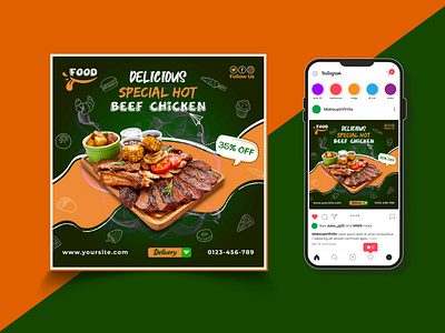 Fast Food social media Instagram post design