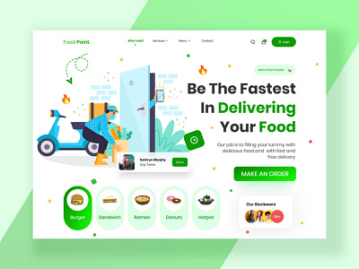 Food delivery website Header Design template