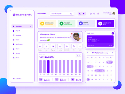 Project Management Dashboard Ui Design apps design design graphic design menegment ui ui ux web them